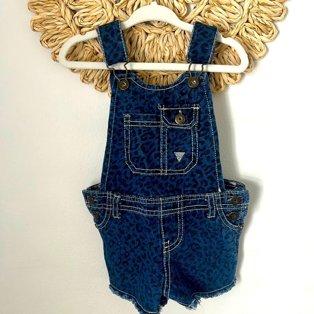 Guess Jean animal print overalls size 3T